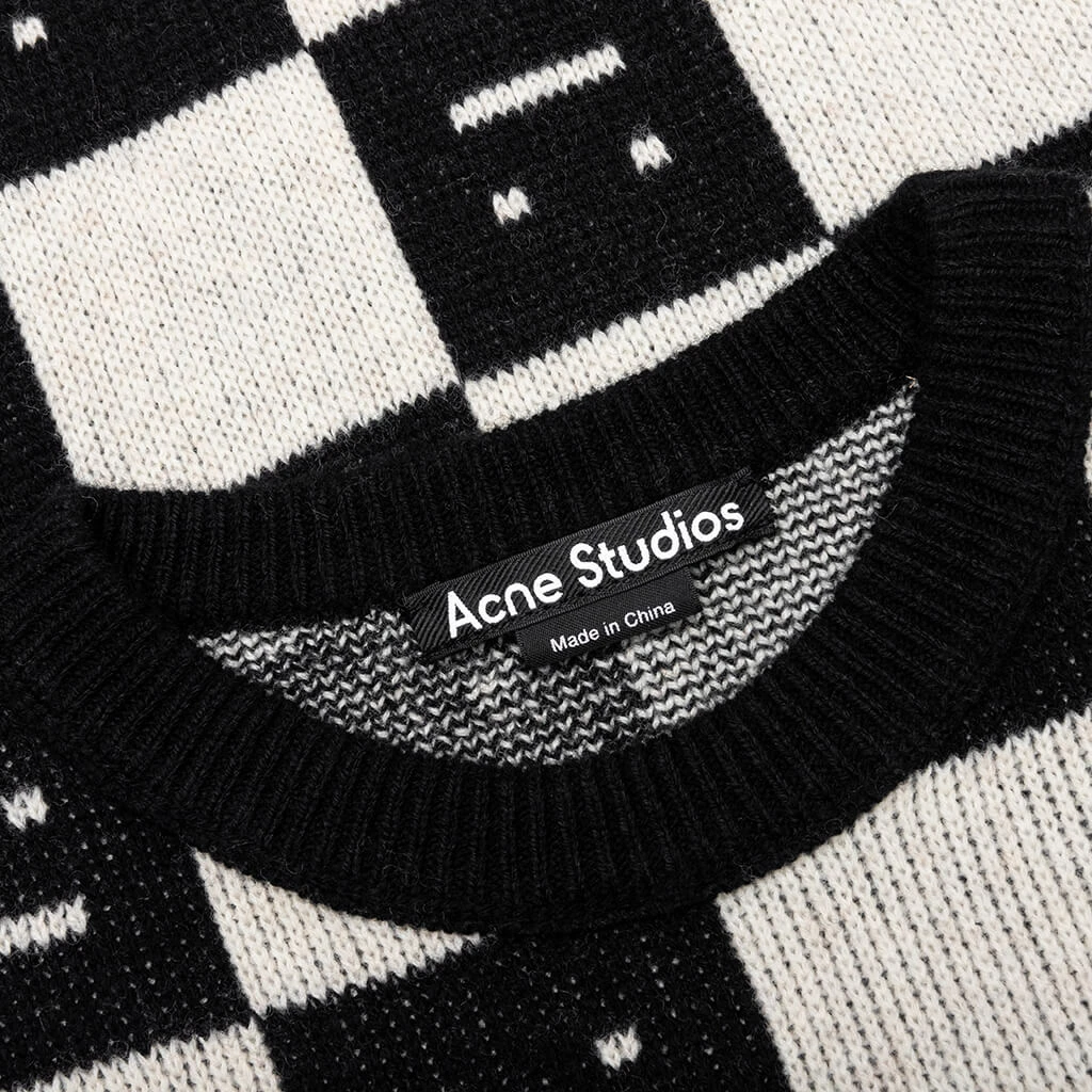 Acne Studios Kids Wool Crewneck Sweater - Black/Oatmeal Beige 5 Acne Studios Kids Wool Crewneck Sweater - Black/Oatmeal Beige - Image 3