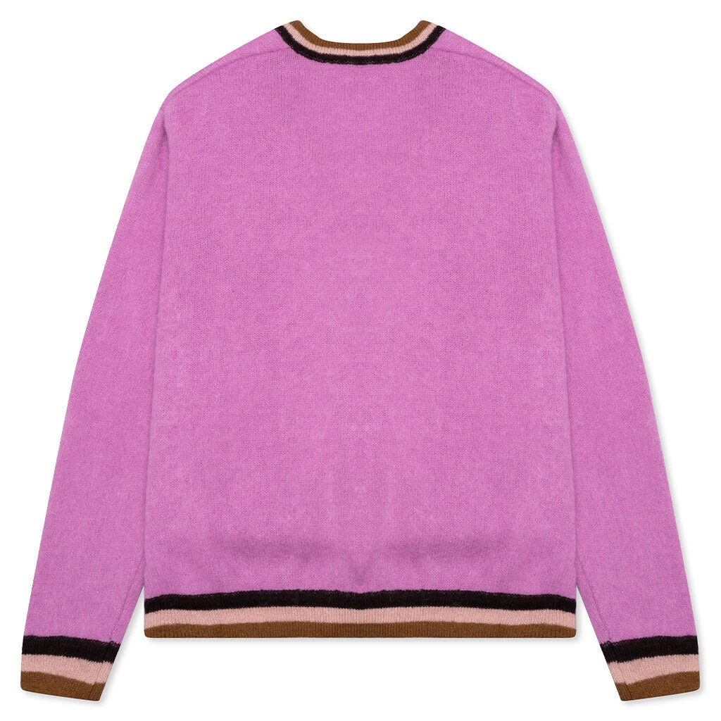 Awake Striped Mohair Cardigan - Pink 4 Awake Striped Mohair Cardigan - Pink - Image 2