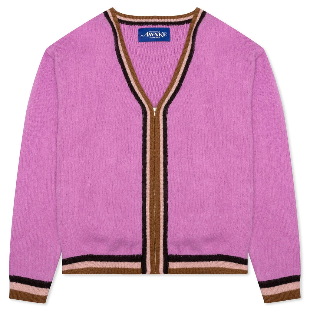 Awake Striped Mohair Cardigan - Pink 3 Awake Striped Mohair Cardigan - Pink