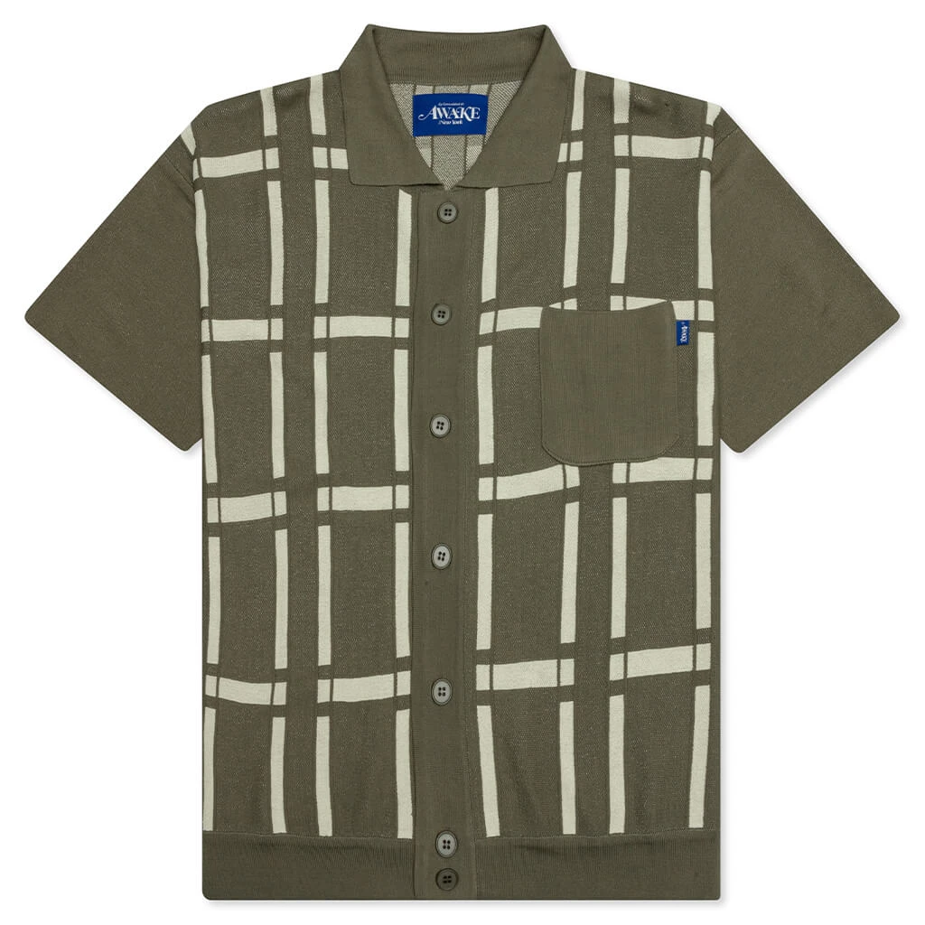 Awake Windowpane Short Sleeve Cardigan - Sand/Light Yellow 3 Awake Windowpane Short Sleeve Cardigan - Sand/Light Yellow