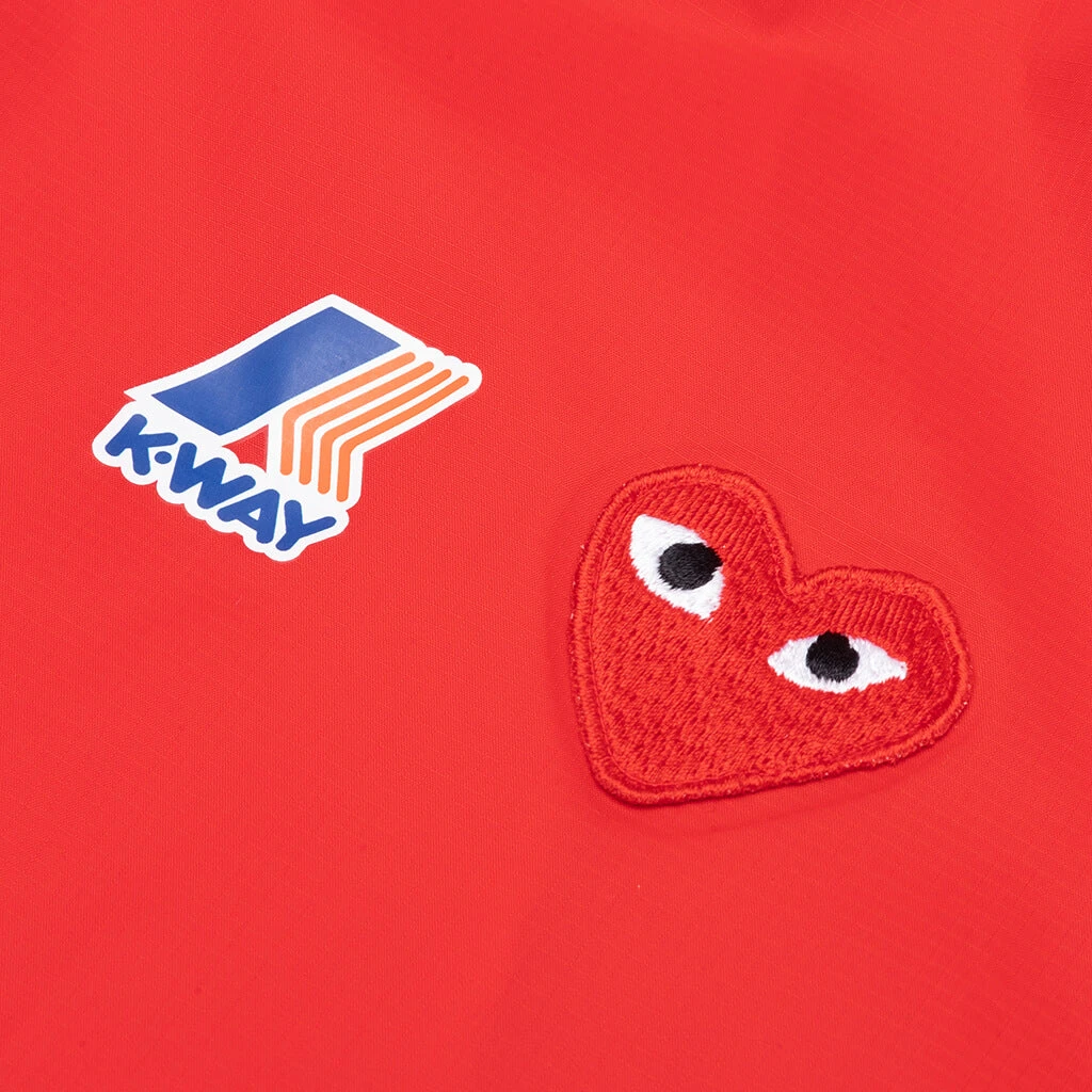 Comme Des Garcons PLAY X K-Way Le Vrai Zip Jacket - Red 5 Comme Des Garcons PLAY X K-Way Le Vrai Zip Jacket - Red - Image 3