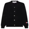 Comme Des Garcons PLAY X The Artist Invader Button Cardigan - Black 1 Comme Des Garcons PLAY X The Artist Invader Button Cardigan - Black -Bapejackets Shop Comme des Garcons PLAY x the Artist Invader Button Cardigan Black AZ N088 051 1 09 23 23 Feature KN