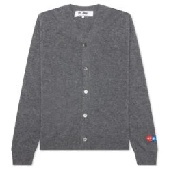 Comme Des Garcons PLAY X The Artist Invader Button Cardigan - Grey