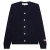 Comme Des Garcons PLAY X The Artist Invader Button Cardigan - Navy 1 Comme Des Garcons PLAY X The Artist Invader Button Cardigan - Navy -Bapejackets Shop Comme des Garcons PLAY x the Artist Invader Button Cardigan Navy AZ N088 051 2 09 06 23 Feature KN
