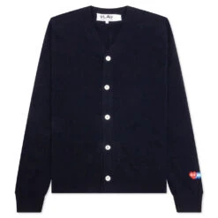 Comme Des Garcons PLAY X The Artist Invader Button Cardigan - Navy