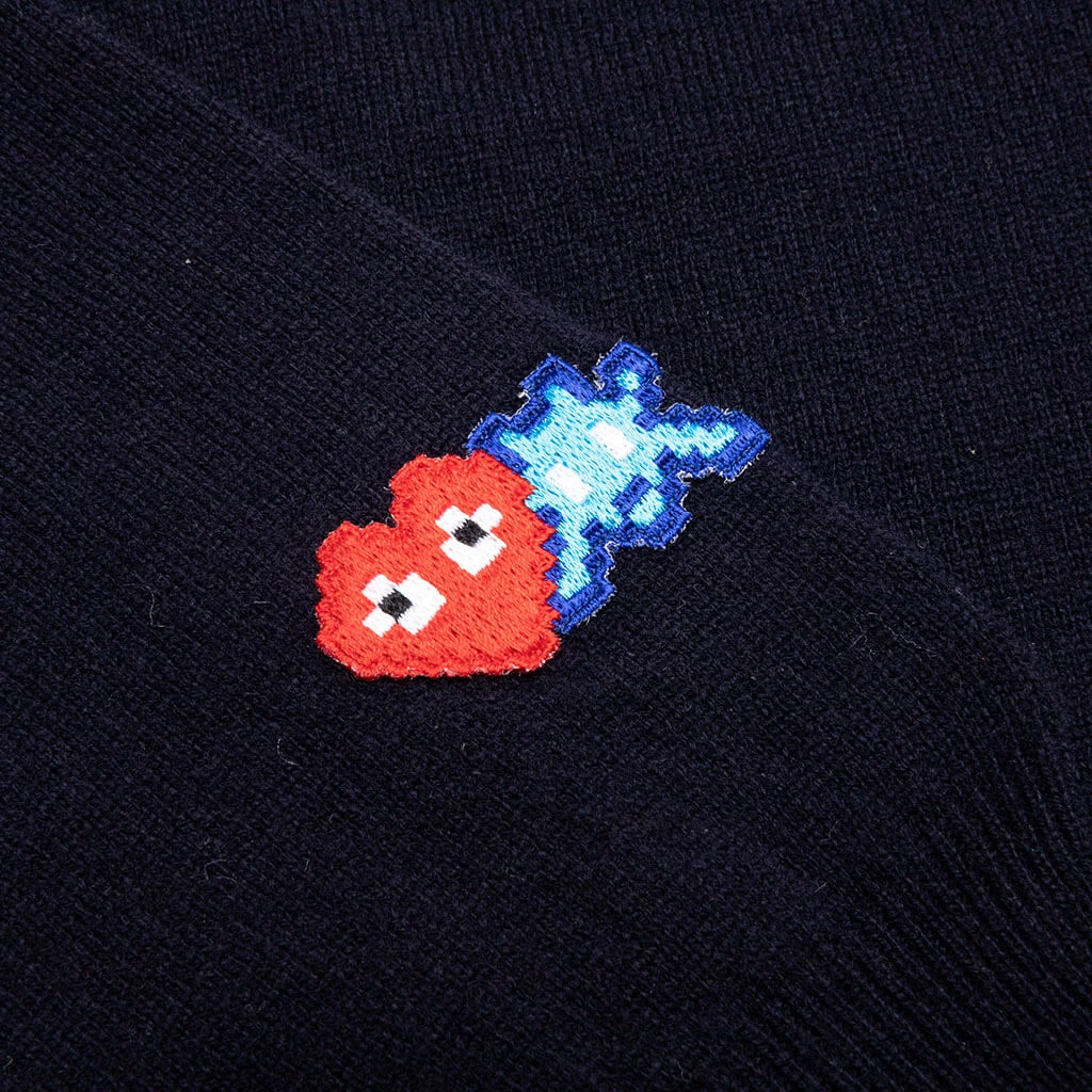 Comme Des Garcons PLAY X The Artist Invader Button Cardigan - Navy 5 Comme Des Garcons PLAY X The Artist Invader Button Cardigan - Navy - Image 3