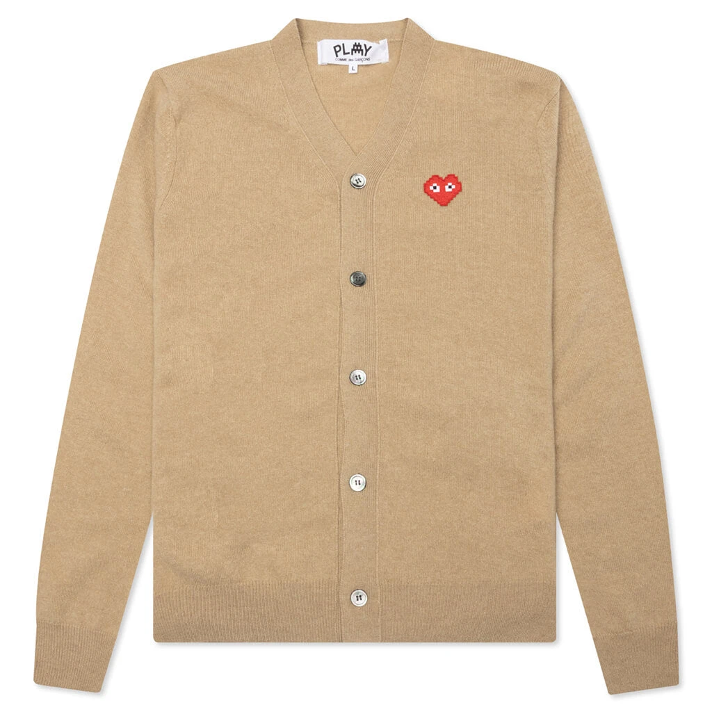 Comme Des Garcons PLAY X The Artist Invader Cardigan - Camel 3 Comme Des Garcons PLAY X The Artist Invader Cardigan - Camel
