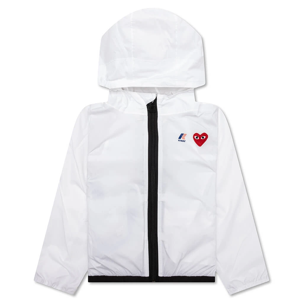 Comme Des Garcons Play X K-Way Kids Full Zip Jacket - White 3 Comme Des Garcons Play X K-Way Kids Full Zip Jacket - White