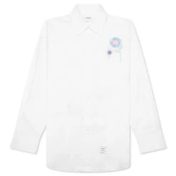 Oversized L/S Shirt W/ All Over Embroidery - White