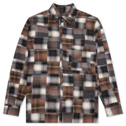 Patchwork L/S Button Up - Brown