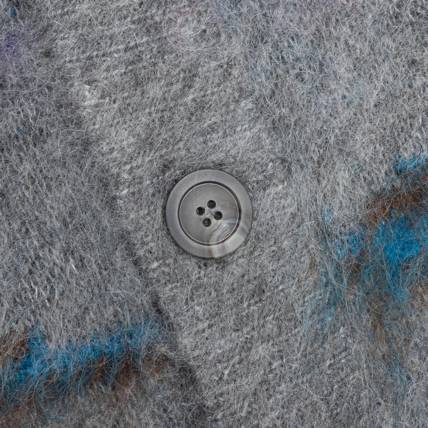 Mohair Jacquard Cardigan - Grey/Purple 6 Mohair Jacquard Cardigan - Grey/Purple - Image 4