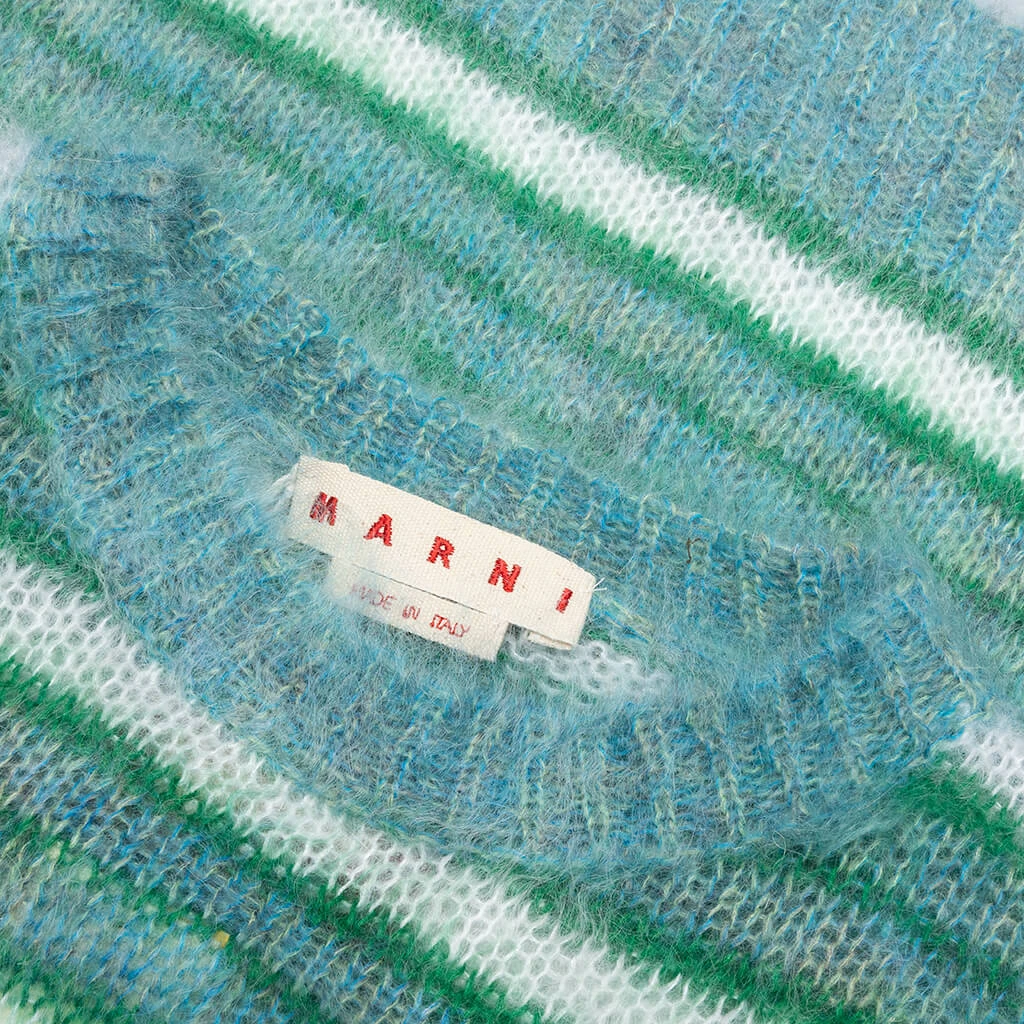 Marni Striped Mohair Sweater - Turquoise 5 Marni Striped Mohair Sweater - Turquoise - Image 3