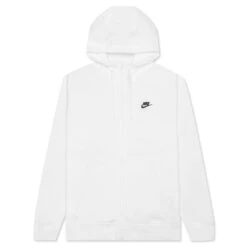Nike Sportswear Club Fleece Full Zip Hoodie - White/Black