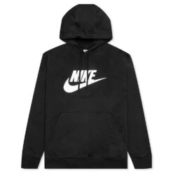 Nike Sportswear Club Fleece Graphic Pullover Hoodie - Black/White