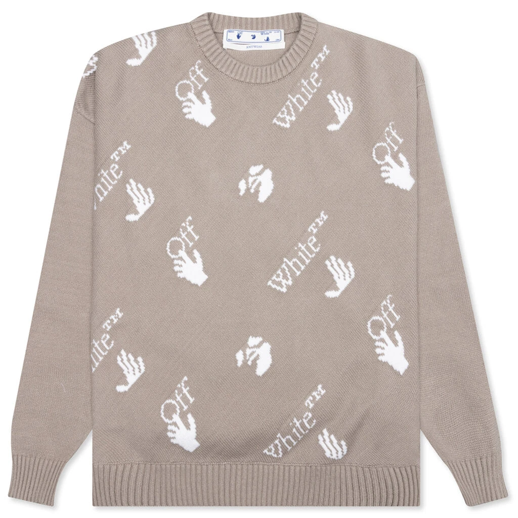 OW Logo Allover Knit Crew - Abbey Stone 3 OW Logo Allover Knit Crew - Abbey Stone