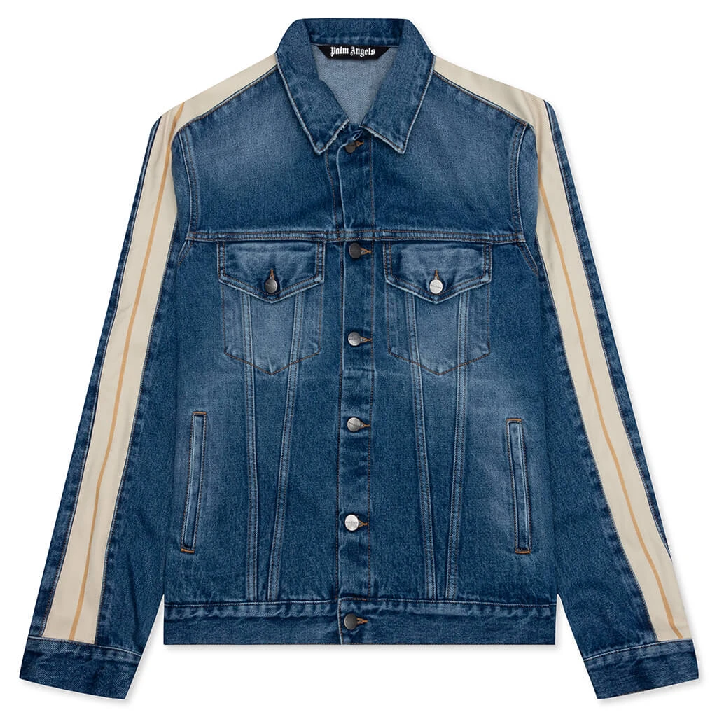 Palm Angels Indigo Track Denim Jacket - Light Blue 3 Palm Angels Indigo Track Denim Jacket - Light Blue