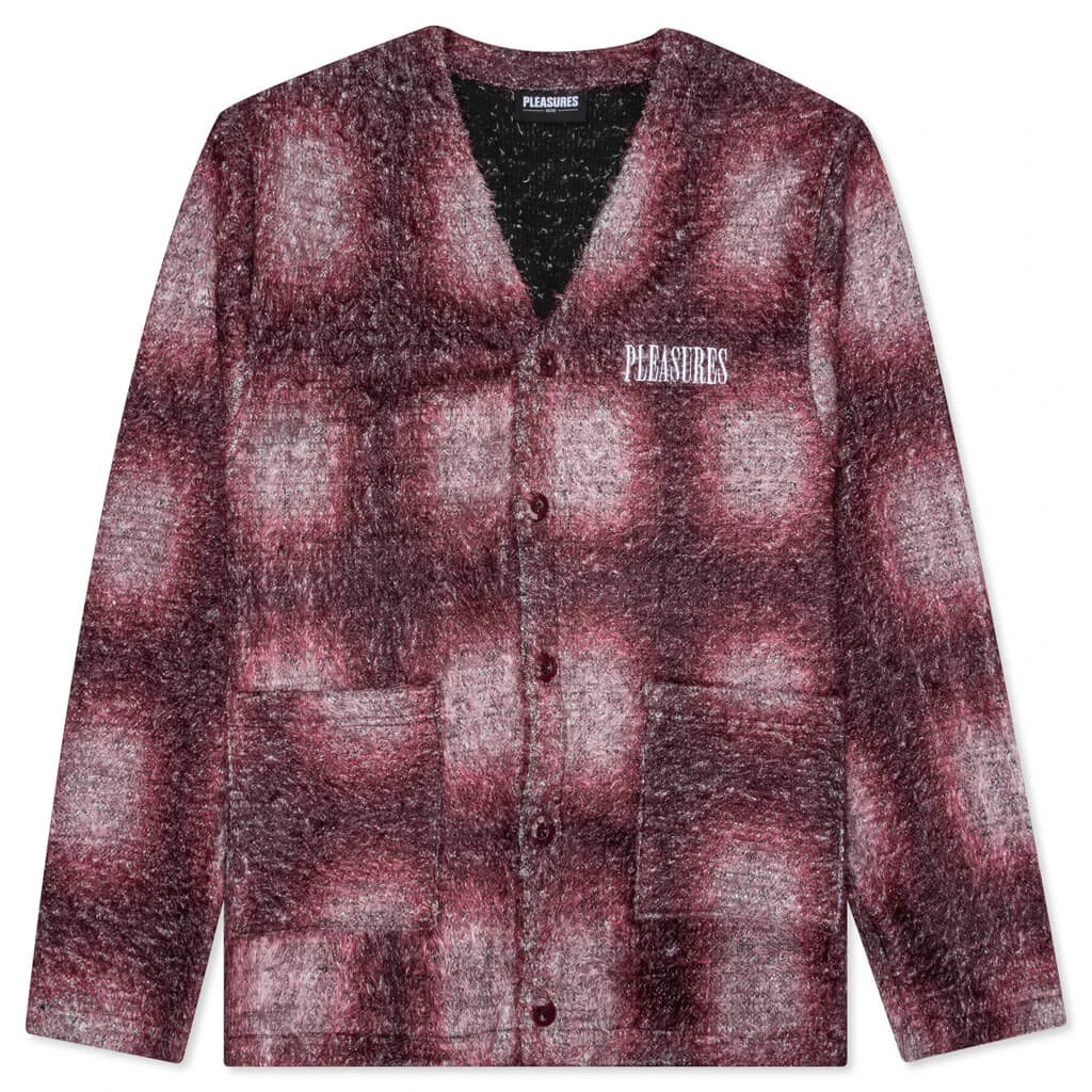 Pleasures Spray Cardigan - Red 3 Pleasures Spray Cardigan - Red