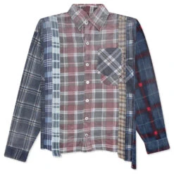Rebuild By Flannel Shirt 7 Cuts Wide Shirt / Reflection - Faded Grey/Red