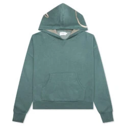 Rhude Script Logo Knit Hoodie - Ivory/Spa