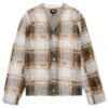 Stussy Hairy Plaid Cardigan - Gold -Bapejackets Shop Stussy Hairy Plaid Cardigan Gold 117169 02 11 23 Feature KN