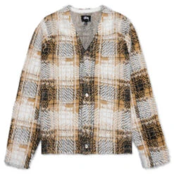 Stussy Hairy Plaid Cardigan - Gold