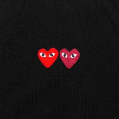 Double Heart Cardigan - Black -Bapejackets Shop comme des garcons play double heart cardigan black 3