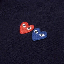 Double Heart Cardigan - Navy 8 Double Heart Cardigan - Navy -Bapejackets Shop comme des garcons play double heart cardigan navy 3