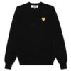 Gold Heart Sweater - Black 1 Gold Heart Sweater - Black -Bapejackets Shop comme des garcons play gold heart sweater black