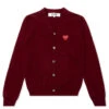 Knit Cardigan Red Heart - Burgundy -Bapejackets Shop comme des garcons play knit cardigan red heart burgundy
