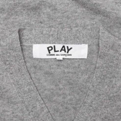 Woven V-Neck Cardigan - Light Grey 9 Woven V-Neck Cardigan - Light Grey -Bapejackets Shop comme des garcons play woven v neck cardigan light grey 2